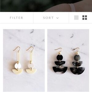 Gold and Black Dangle Earrings